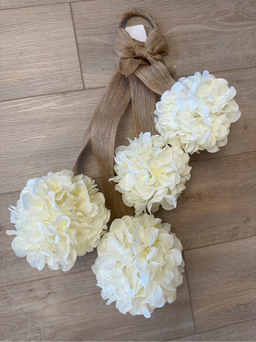 NWT Pottery Barn Vibes Hydrangea & Burlap Bow Door Hanger